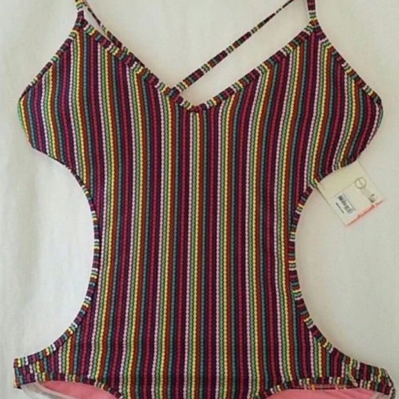 Striped ROXY Monokini Swimsuit NWT Size Large--sexy! - Picture 3 of 5